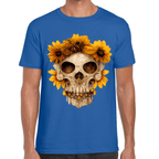 Playera Cráneo Con Flores Día de Muertos Algodón Premium #733