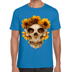 Playera Cráneo Con Flores Día de Muertos Algodón Premium #733