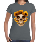 Playera Cráneo Con Flores Día de Muertos Algodón Premium #733