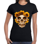 Playera Cráneo Con Flores Día de Muertos Algodón Premium #733