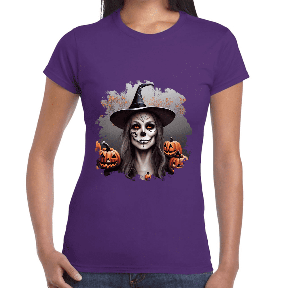 Playera Bruja De Halloween Algodón Premium #735