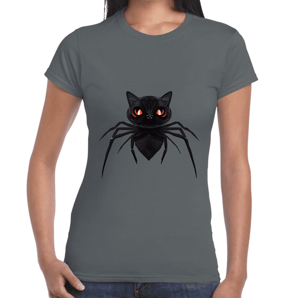 Playera Araña Gatito Halloween Algodón Premium #741