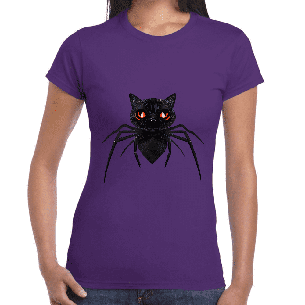 Playera Araña Gatito Halloween Algodón Premium #741