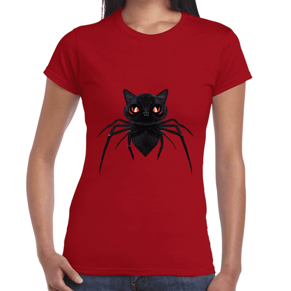 Playera Araña Gatito Halloween Algodón Premium #741
