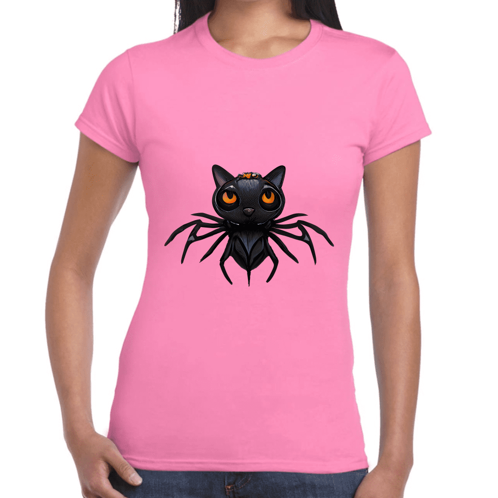 Playera Araña Gatito Halloween Algodón Premium #742