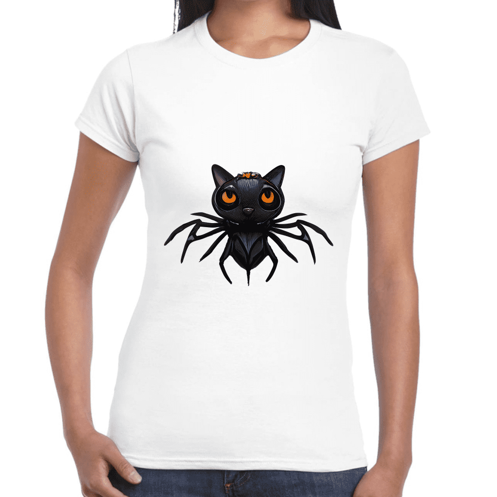 Playera Araña Gatito Halloween Algodón Premium #742