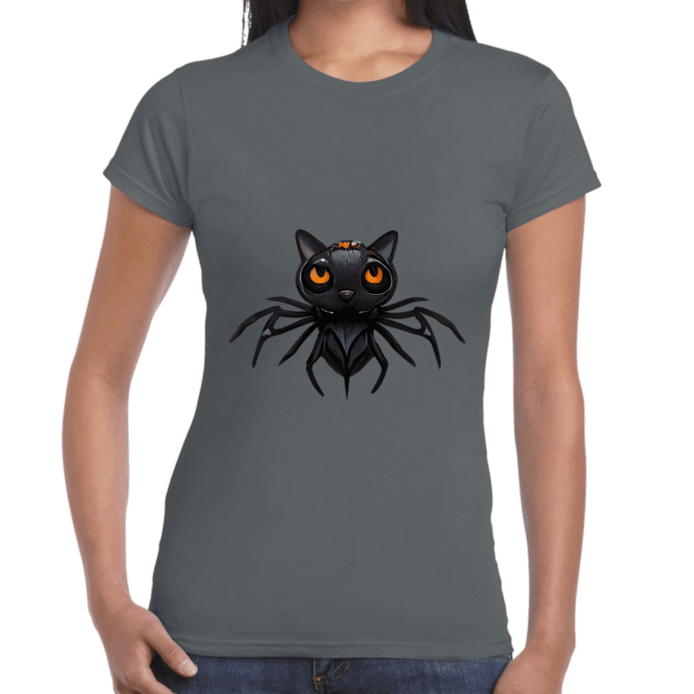 Playera Araña Gatito Halloween Algodón Premium #742 Imagen secundaria del producto