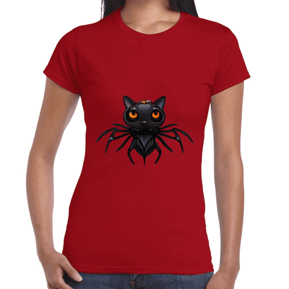 Playera Araña Gatito Halloween Algodón Premium #742