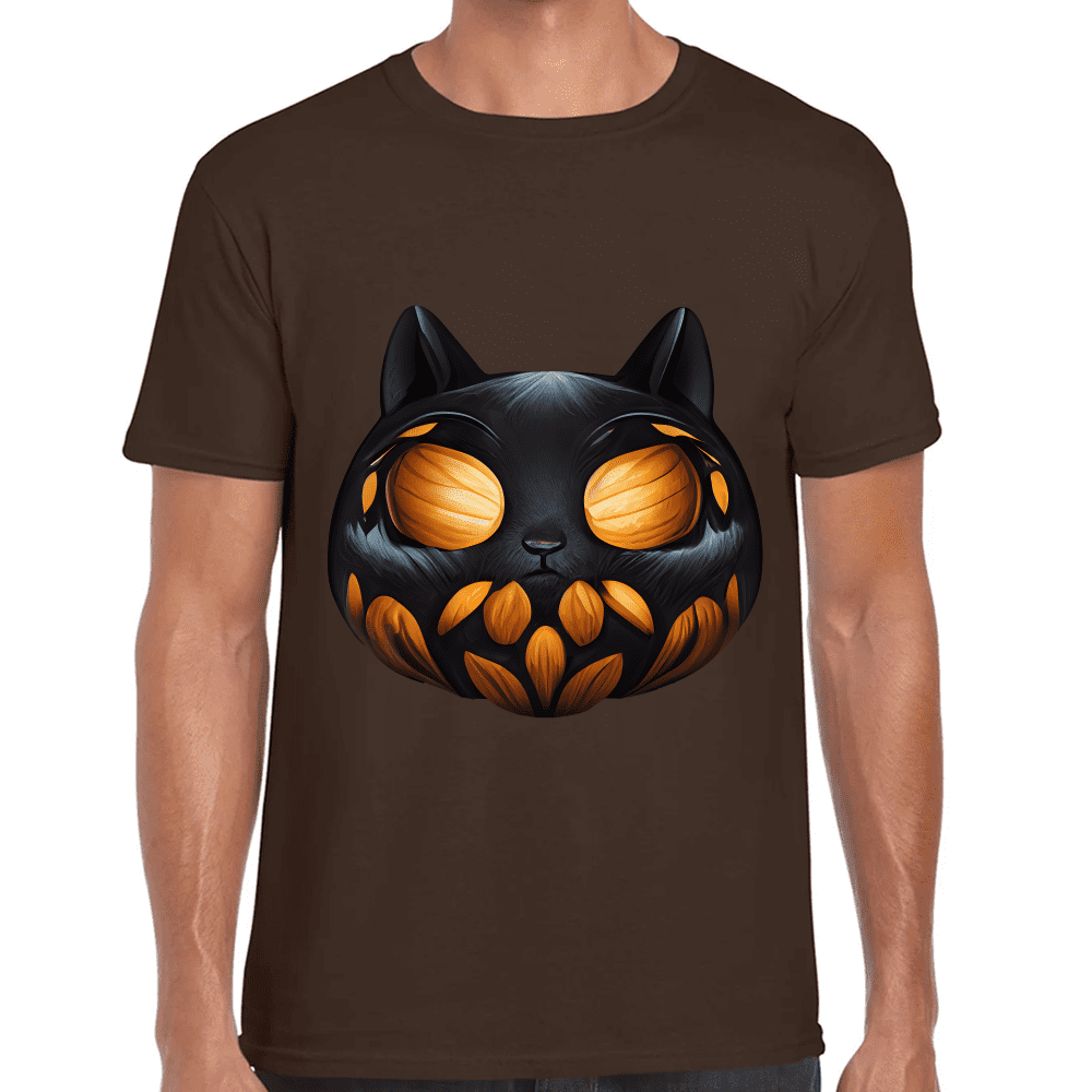 Playera Calabaza Halloween Gatito Algodón Premium #743