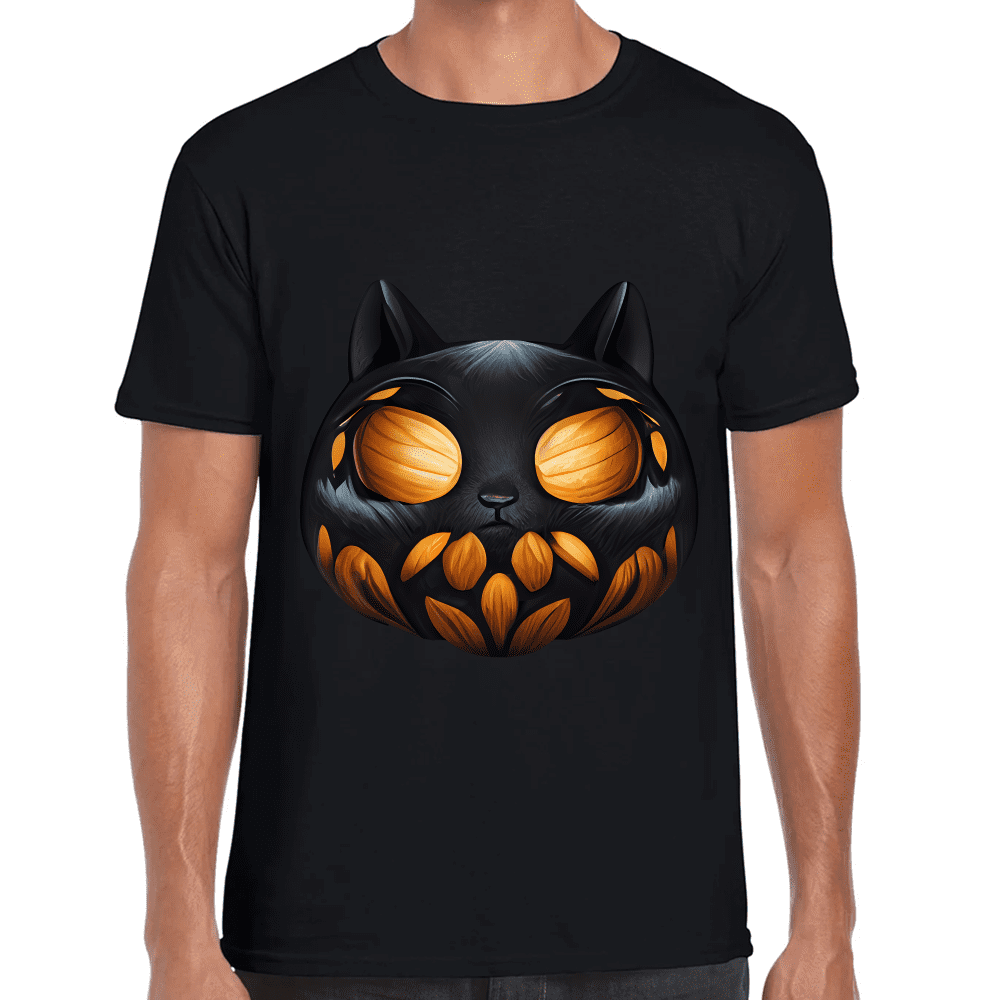 Playera Calabaza Halloween Gatito Algodón Premium #743 Imagen principal del producto