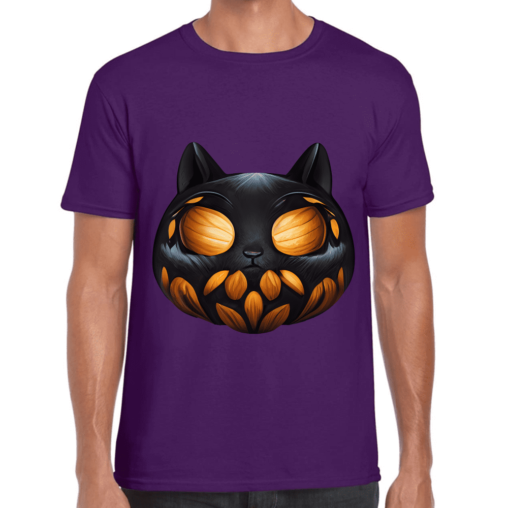 Playera Calabaza Halloween Gatito Algodón Premium #743