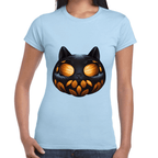 Playera Calabaza Halloween Gatito Algodón Premium #743