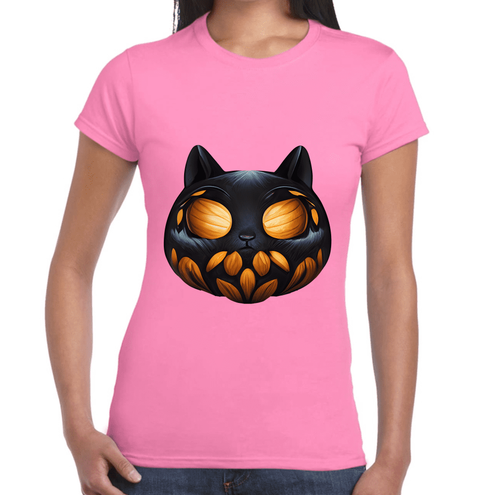 Playera Calabaza Halloween Gatito Algodón Premium #743