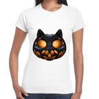 Playera Calabaza Halloween Gatito Algodón Premium #743