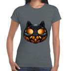 Playera Calabaza Halloween Gatito Algodón Premium #743