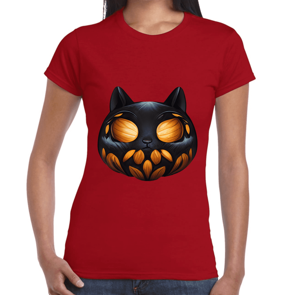 Playera Calabaza Halloween Gatito Algodón Premium #743