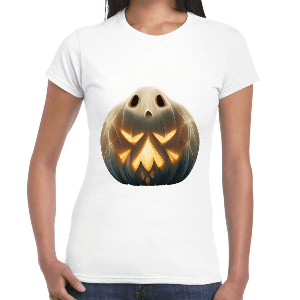 Playera Calabaza Fantasma Halloween Algodón Premium #745