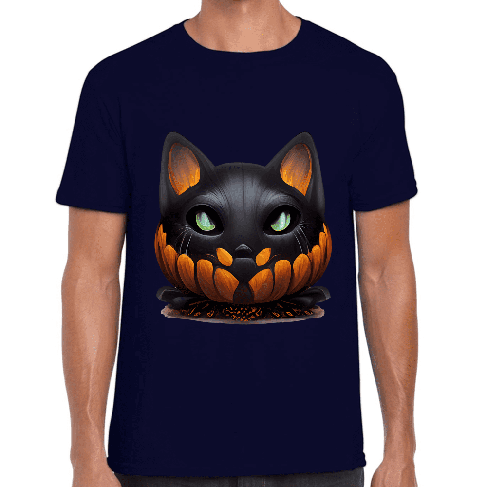 Playera Calabaza Gatito Halloween Algodón Premium #746