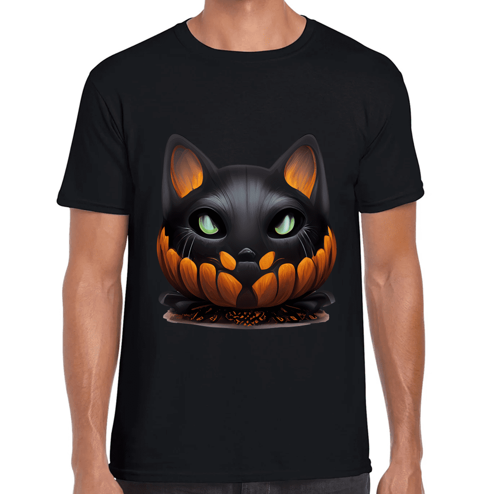 Playera Calabaza Gatito Halloween Algodón Premium #746