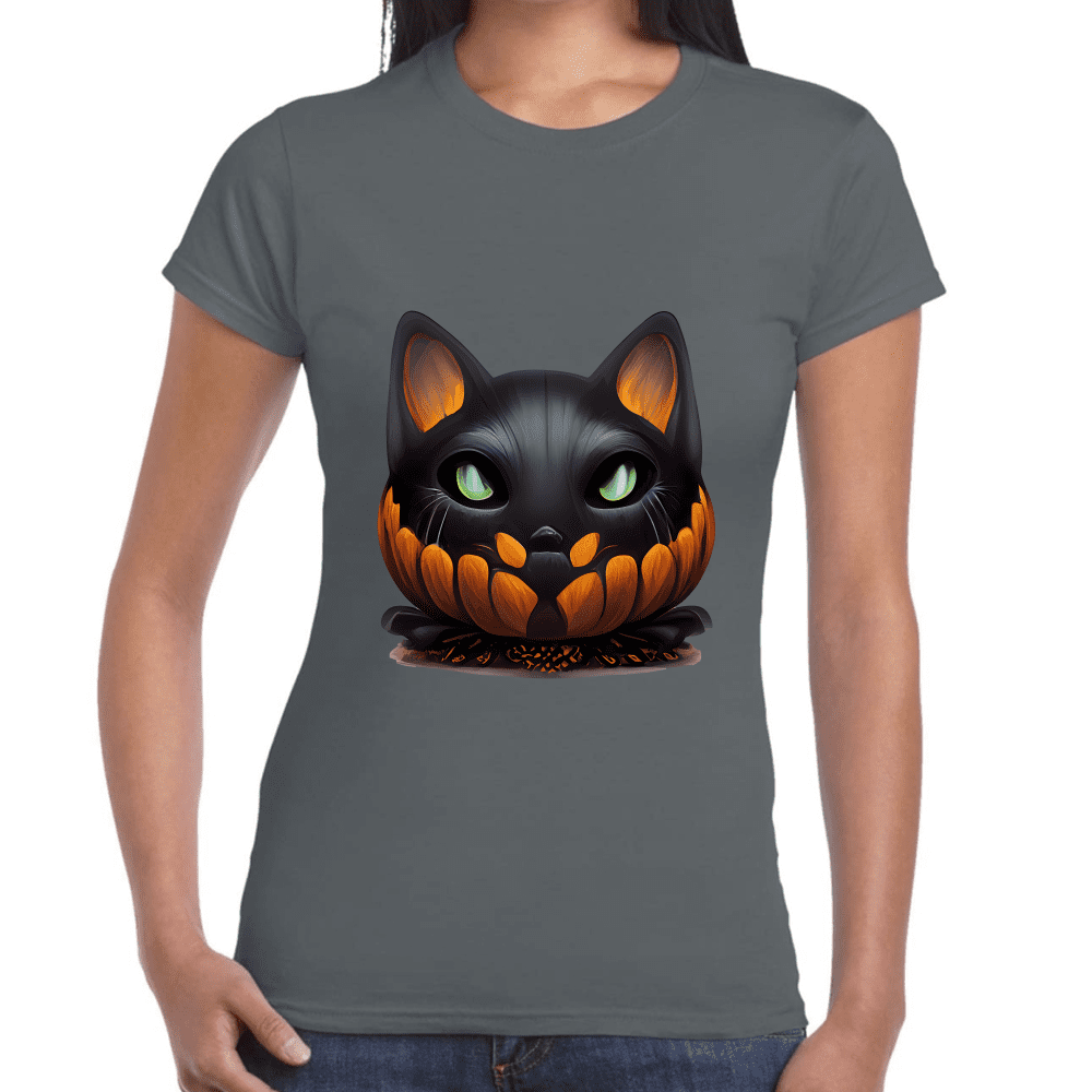 Playera Calabaza Gatito Halloween Algodón Premium #746