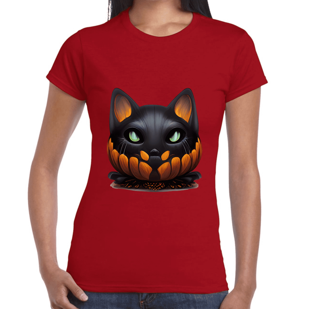 Playera Calabaza Gatito Halloween Algodón Premium #746