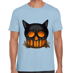 Playera Cráneo Gato Halloween Algodón Premium #749