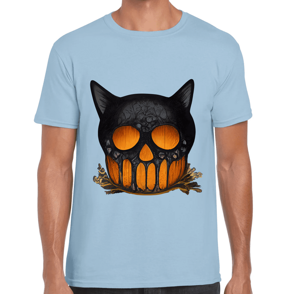 Playera Cráneo Gato Halloween Algodón Premium #749