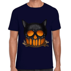 Playera Cráneo Gato Halloween Algodón Premium #749