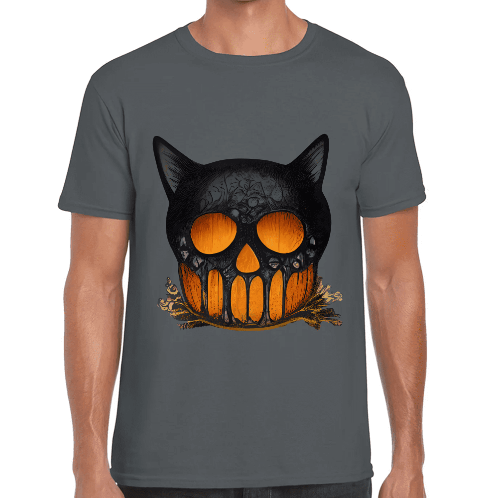 Playera Cráneo Gato Halloween Algodón Premium #749