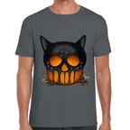 Playera Cráneo Gato Halloween Algodón Premium #749
