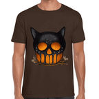 Playera Cráneo Gato Halloween Algodón Premium #749
