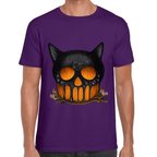 Playera Cráneo Gato Halloween Algodón Premium #749