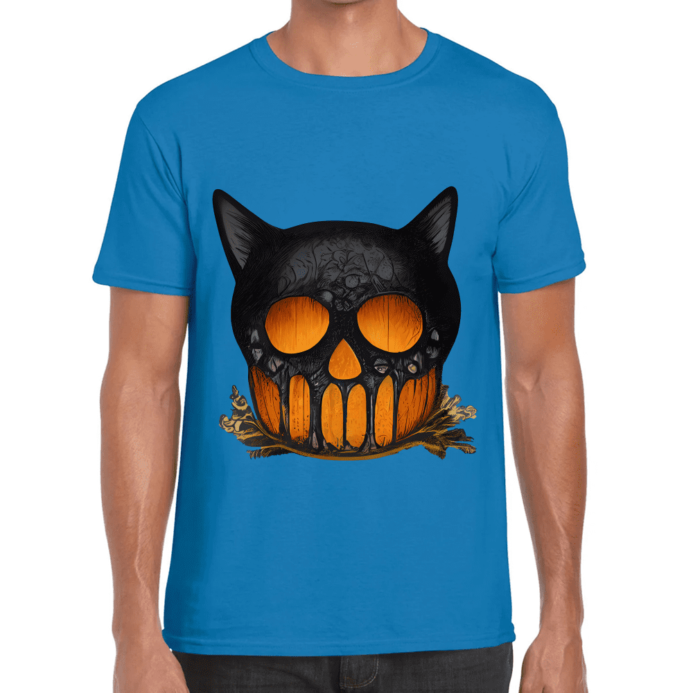 Playera Cráneo Gato Halloween Algodón Premium #749