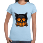 Playera Cráneo Gato Halloween Algodón Premium #749