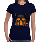 Playera Cráneo Gato Halloween Algodón Premium #749