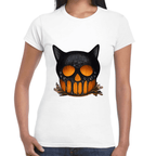 Playera Cráneo Gato Halloween Algodón Premium #749