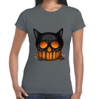 Playera Cráneo Gato Halloween Algodón Premium #749