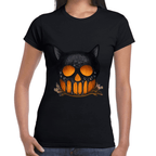 Playera Cráneo Gato Halloween Algodón Premium #749
