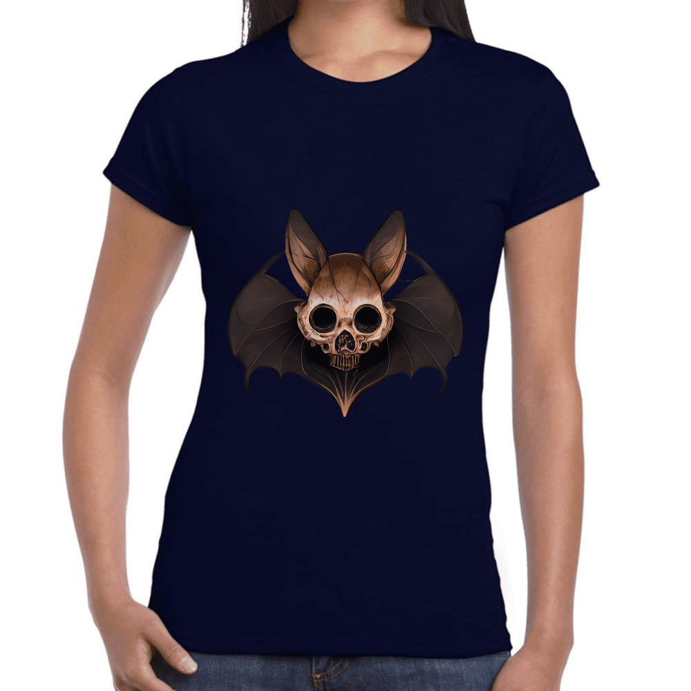 Playera Cráneo Murciélago Halloween Algodón Premium #750