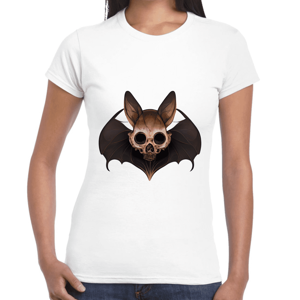 Playera Cráneo Murciélago Halloween Algodón Premium #750