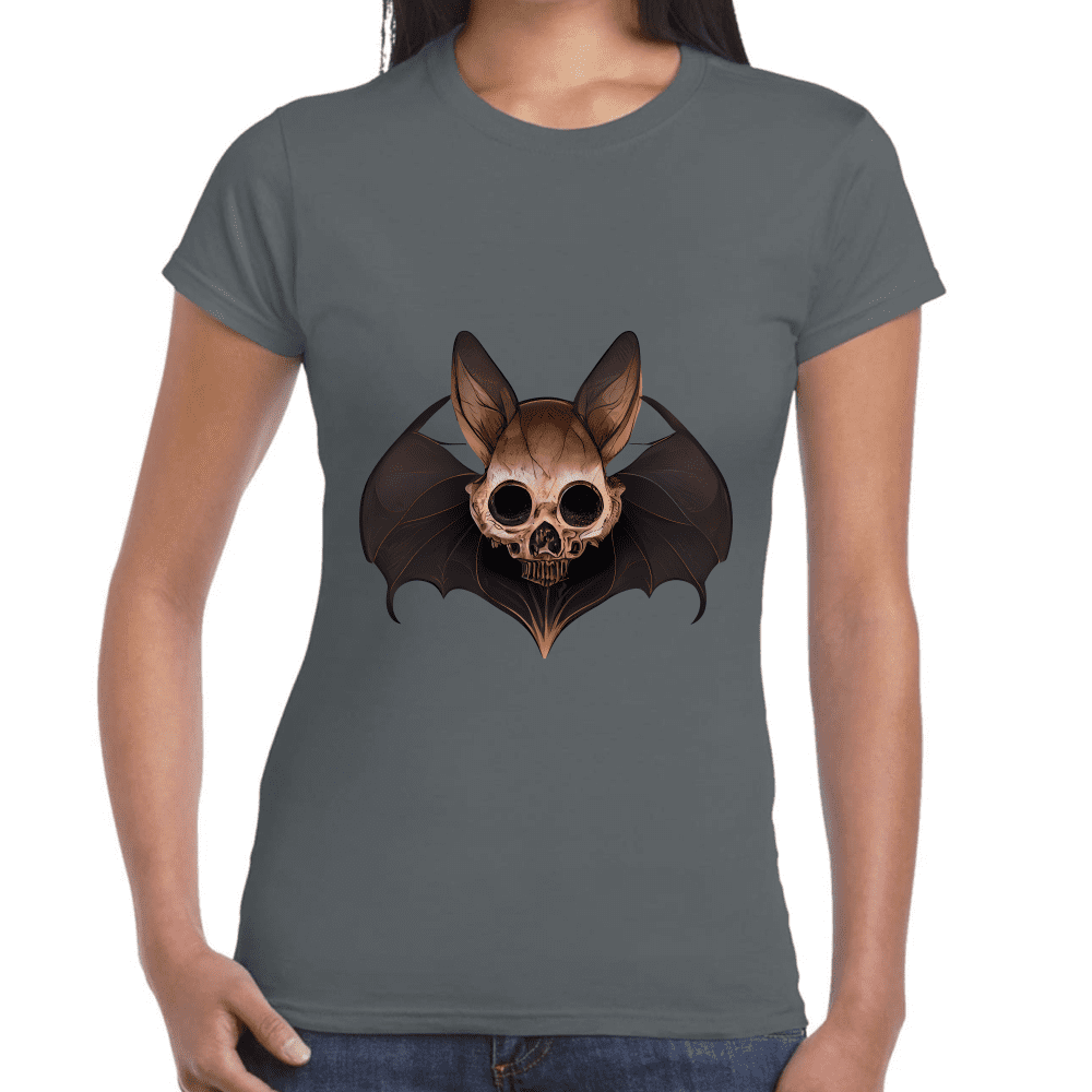 Playera Cráneo Murciélago Halloween Algodón Premium #750