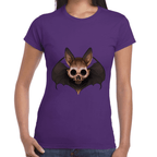 Playera Cráneo Murciélago Halloween Algodón Premium #750