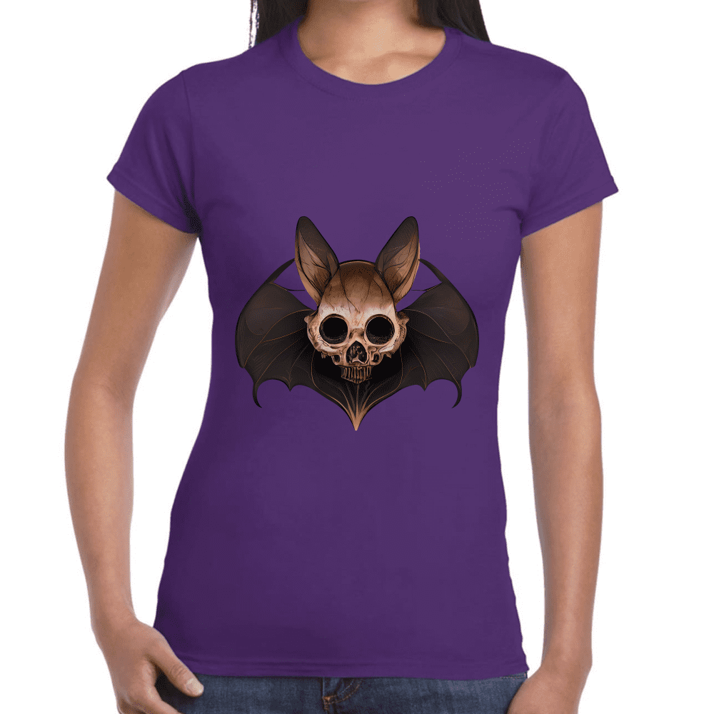 Playera Cráneo Murciélago Halloween Algodón Premium #750