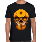 Playera Cráneo Con Girasol Día De Muertos Algodón Premium #751