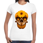 Playera Cráneo Con Girasol Día De Muertos Algodón Premium #751