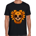 Playera Cráneo Con Girasol Día De Muertos Algodón Premium #755