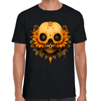 Playera Cráneo Con Girasol Día De Muertos Algodón Premium #757