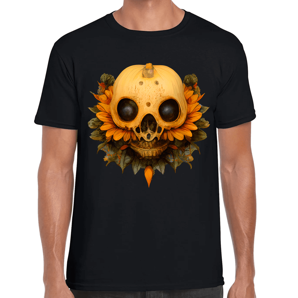 Playera Cráneo Con Girasol Día De Muertos Algodón Premium #757
