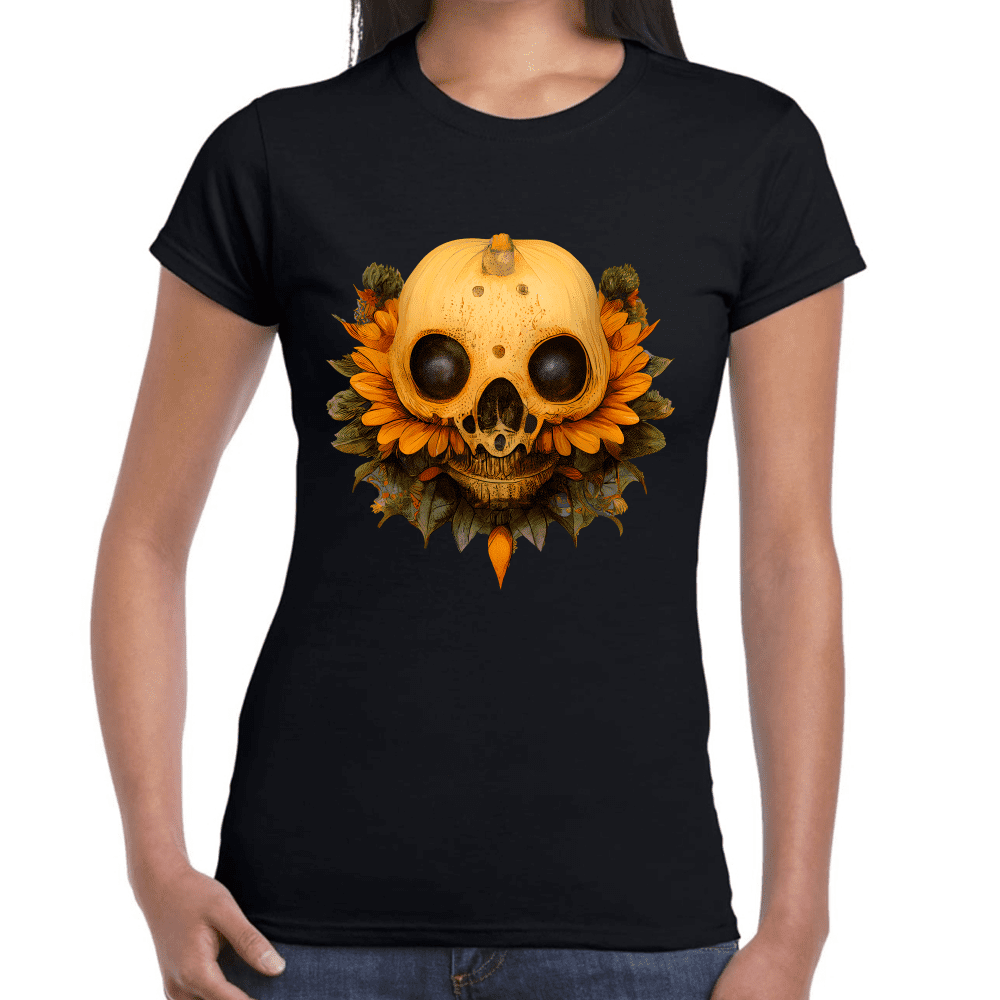 Playera Cráneo Con Girasol Día De Muertos Algodón Premium #757 Imagen secundaria del producto