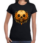Playera Cráneo Con Girasol Día De Muertos Algodón Premium #757